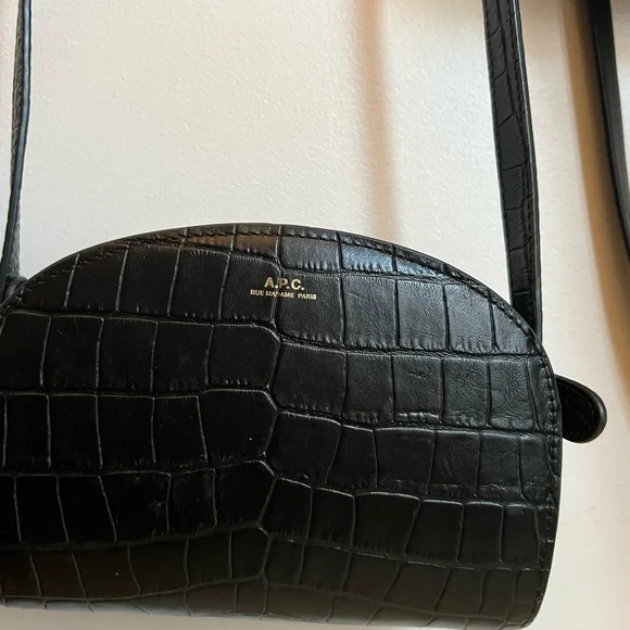 A.P.C. Black Croc-Embossed Crossbody Bag - Picture 8 of 14